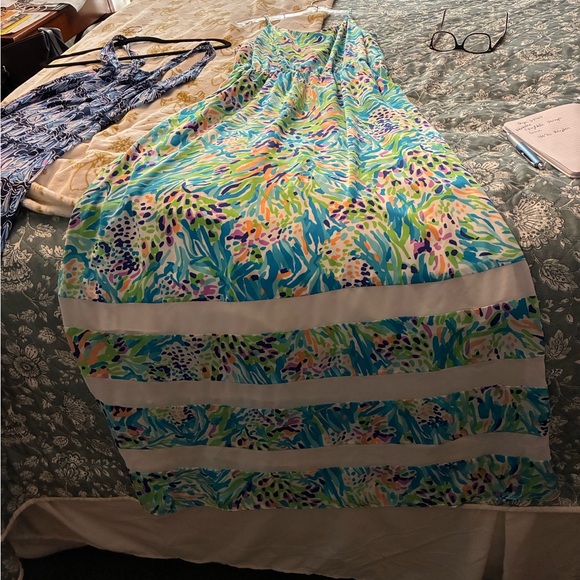 EUC Lilly Pultizer Adjustable Spaghetti Strap Fully Lined Maxi - Picture 2 of 7